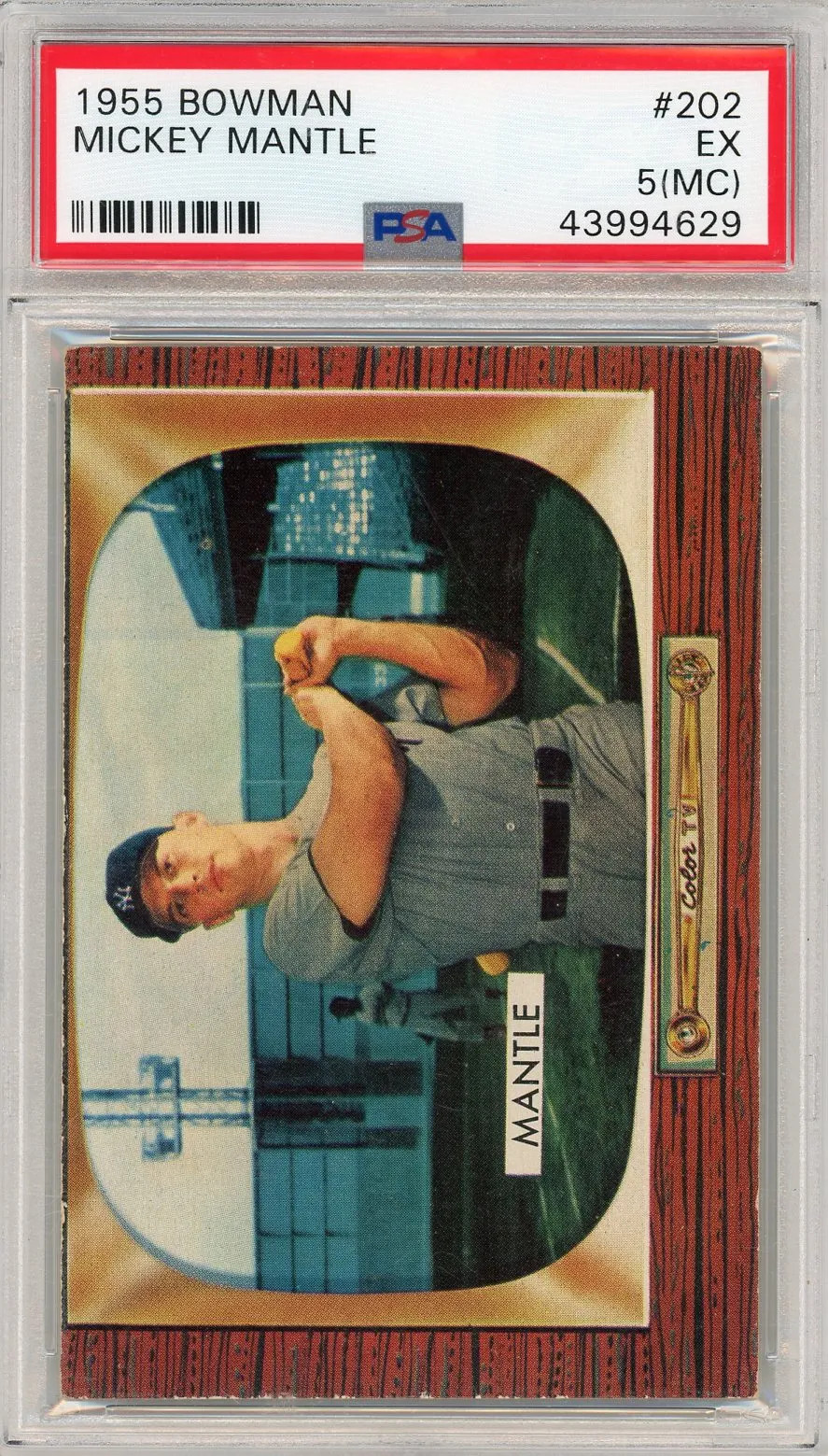 1955 Bowman #202 Mickey Mantle front
