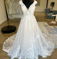 Ivory Mermaid Wedding Dress Beach Lace A-line Backless Bridal Gowns Dresses