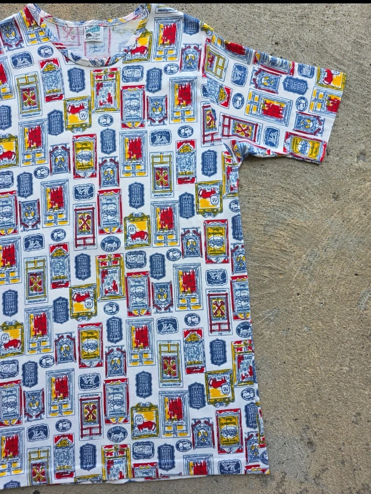 Vintage 70s Munsingwear AOP Graphic Novelty T-Shirt Single-Stitch Colorful L - Image 2 of 4