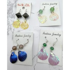 New Beach Shell Dangle Earrings Lot of 4 Coastal Summer Jewelry Mermaid Style