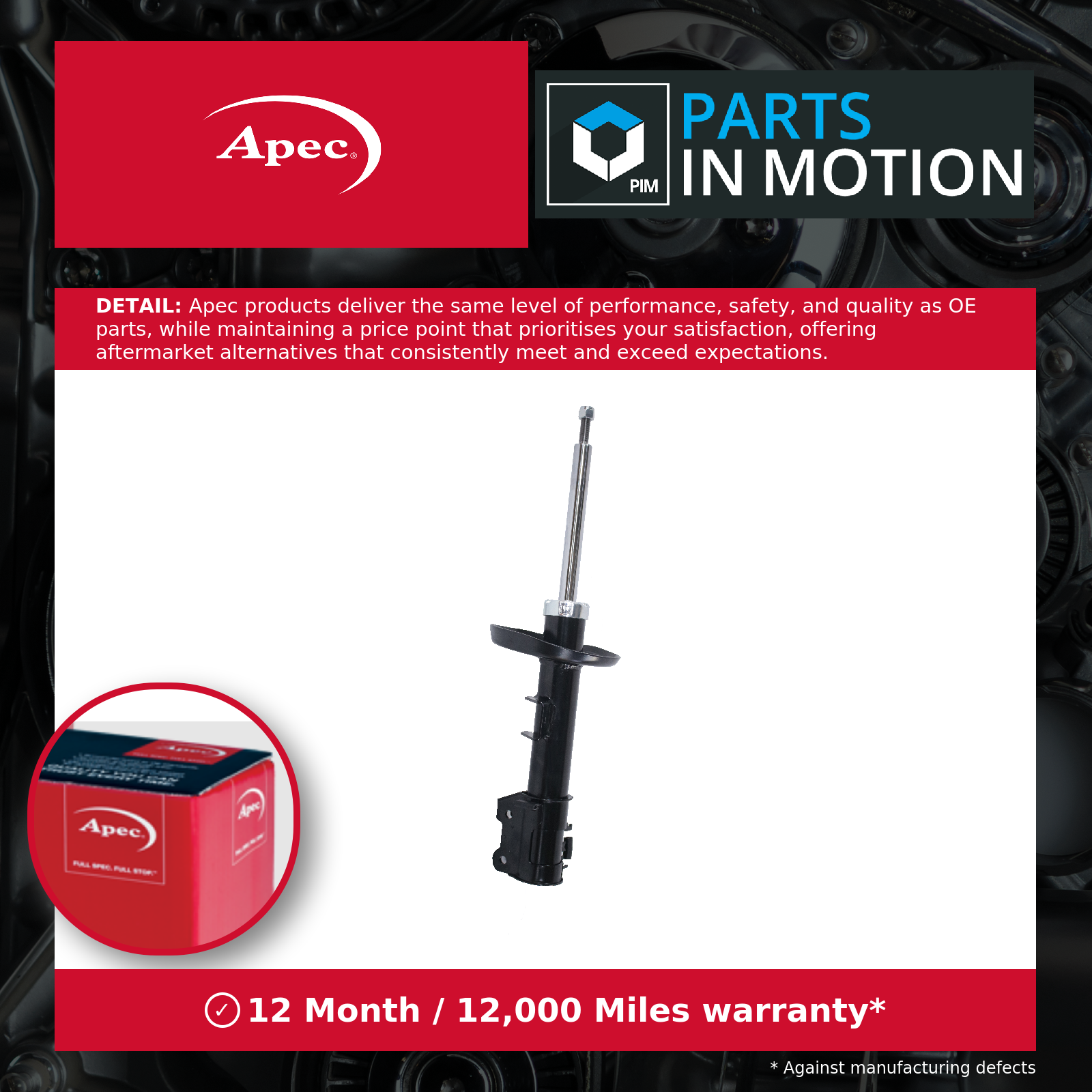 Shock Absorber (Single Handed) fits FIAT PANDA 9 Front Left 2012 on Apec Quality