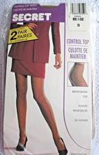  2 Pantyhose - SECRET Control Top  24280 - BEIGE - Size D