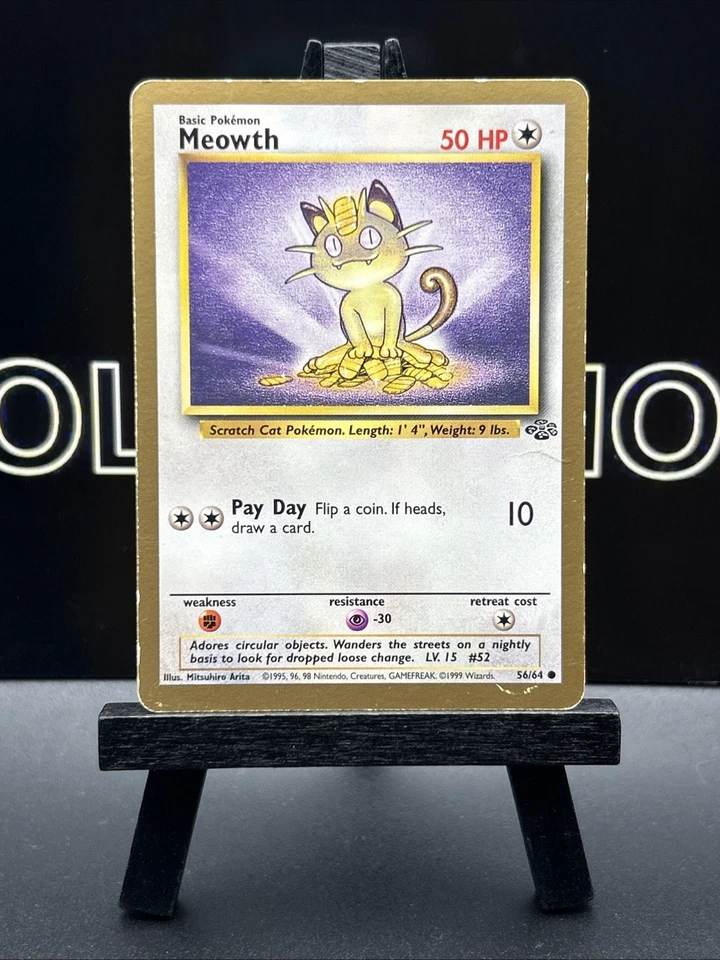 Pokémon TCG Meowth Gold Border 56/64 Jungle 1999 Promo - MP - Image 2 of 4