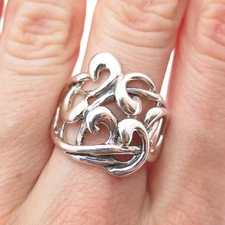 HAGIT GORALI Sterling Silver Vintage Ornate Modernist Oxidized Ring Size 9.25