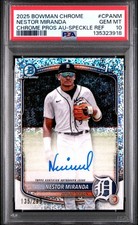 2025 BOWMAN CHROME PROSPECT AUTO SPECKLE NESTOR MIRANDA 135/299 PSA 10