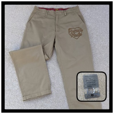 Human Made Herz Logo Chino Hose Beige Khaki Paisley Nigo Herren Medium + Karabiner