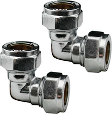 15Mm Compression Elbow Connectors (Pack of 2) | Durable Compression Joint Plumbi