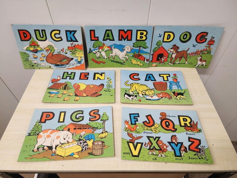 7 Vintage Duck Puzzle Letters Spelling Puzzle With Animals Farm