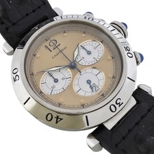 Cartier Pasha Chronograph 1050 1 Champagne Dial Steel 38mm Quartz Watch 7