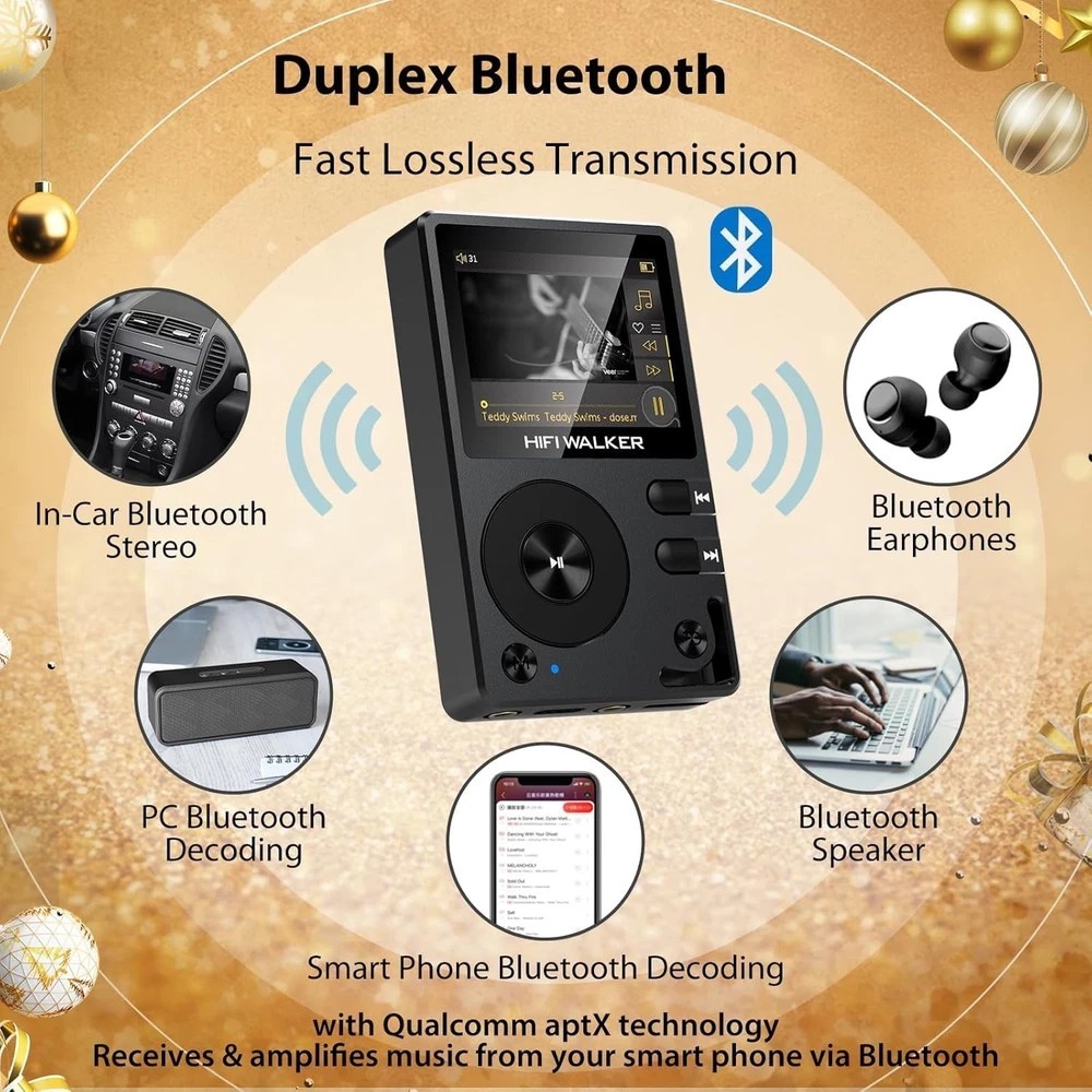H2 HiFi MP3 Player with Bluetooth, Lossless DSD DAC Flac, High