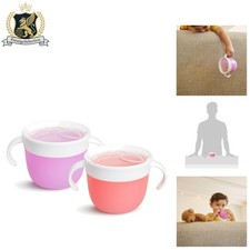 2-Pack Toddler Snack Catcher Cups - Spill-Proof  Mess-Free, Pink/Purple