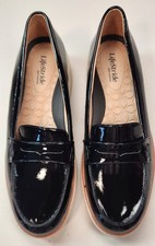 Lifestride Chelsea Black Faux Patent Leather Loafers Women's 10M Classic Preppy
