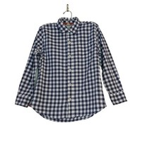 Mini Boden Boys Button Up Shirt Size 7-8Y Blue Gingham Casual Preppy