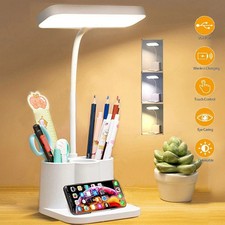 Dimmable LED Desk Light Touch Sensor Table Bedside Reading Lamp USB Rechargeable