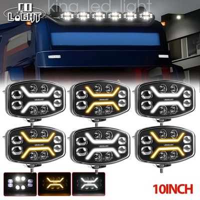 10 Zoll LED Fernscheinwerfer Demmon Klarglas 12V/24V 68W E9 Weiß/Orange DRL LKW