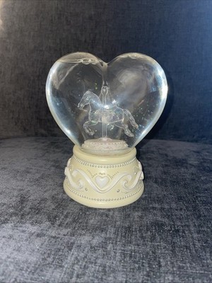 Silvestri Heart-Shaped Snow Globe   Clear Carousel Horse (MI1076304)