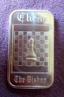 Chess -The Bishop- Ultra Rare  1 Troy Oz. .999 Fine Silver Bar Madison Mint