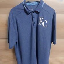 KANSAS CITY ROYALS  POLO L Dri Fit Cool Base Blue Authentic Collection Plain MLB