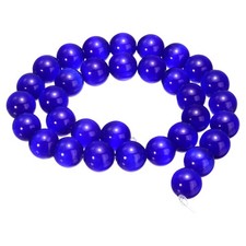 32pcs Sapphire Blue Cat's Eye Stone Beads 12mm Round Crystal Loose Bead