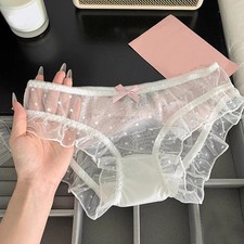 Princess Sweet Girls Womens Panties Briefs Mesh Cute Transparent Underpants