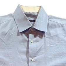 Robert Graham Dress Shirt Men 16.5 Blue Geometric Jacquard Long Sleeve Button Up