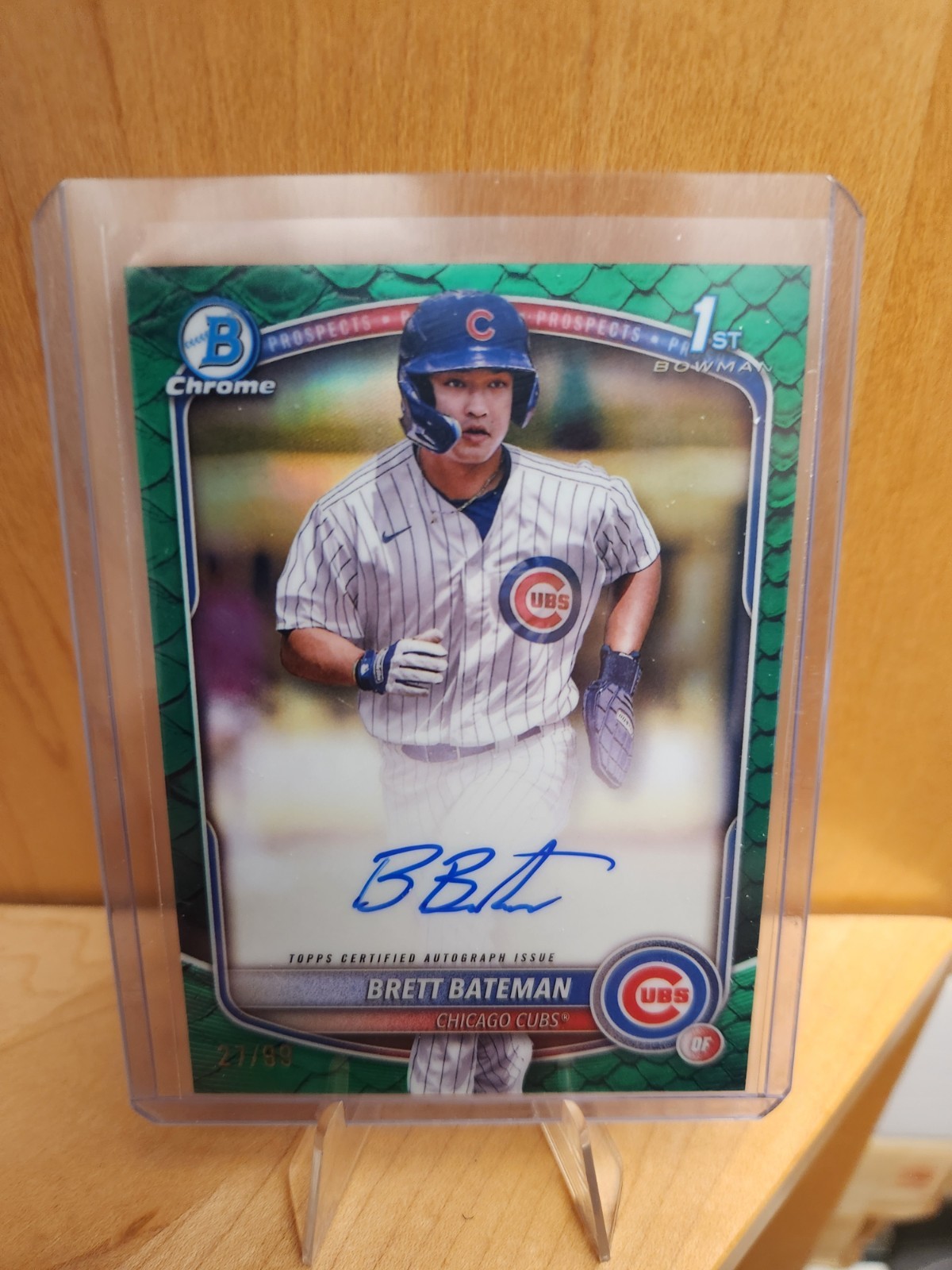 2025 Bowman Chrome Brett Bateman 1st Reptilian Green Refractor Auto /99 Cubs