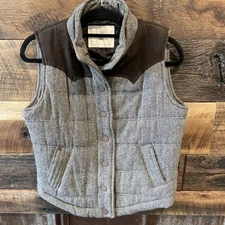 Ci Sono L Tweed Button Down Puffer Vest Mock Neck Gorpcore Outdoor Utility Brown