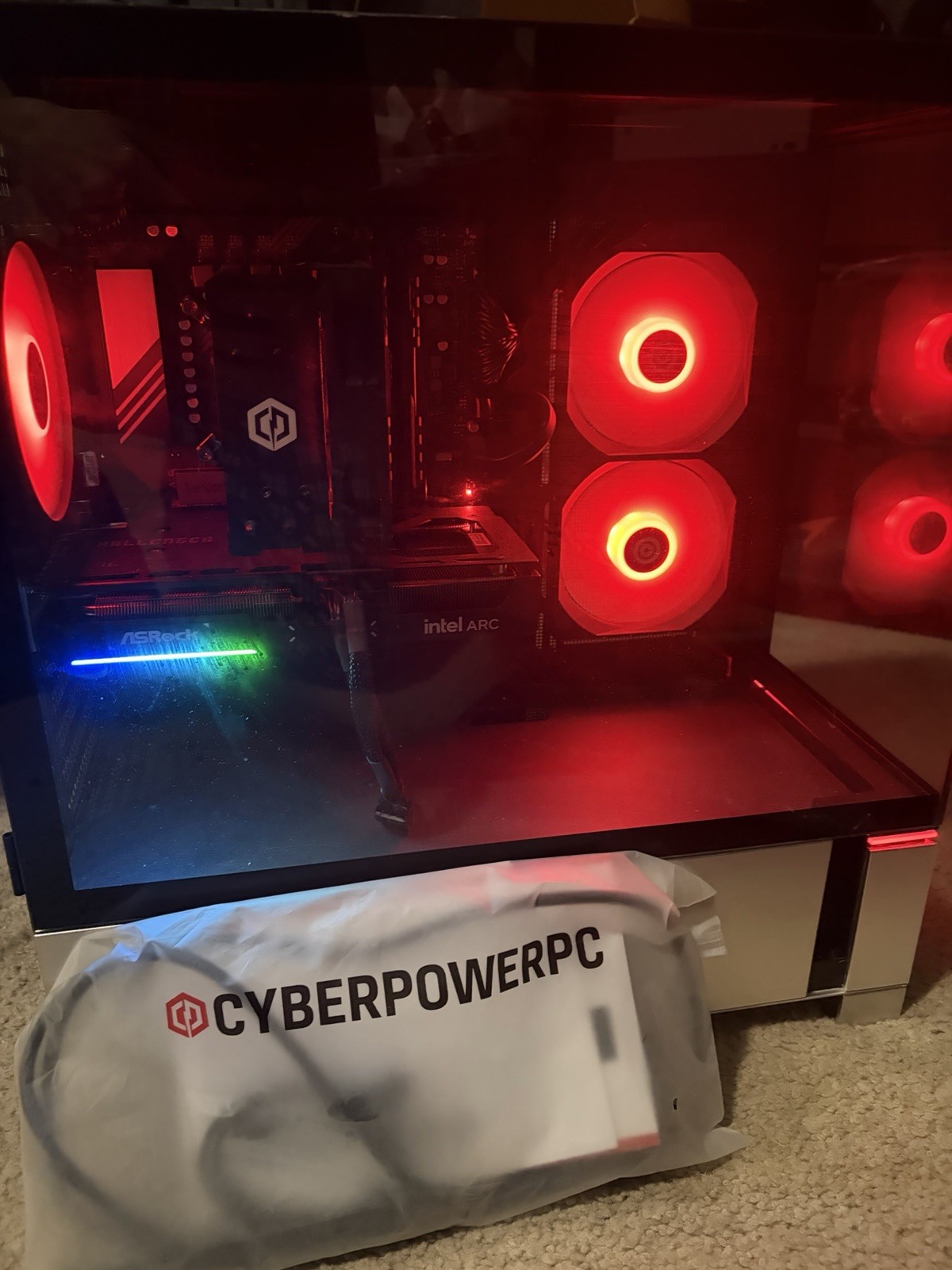 CyberPowerPC Gaming Tower Desktop Intel Arc GPU RGB Lighting