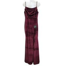Lulus Dress M Everything I Do Wine Velvet Cowl Neck Mermaid MaxiBridemaid NEW