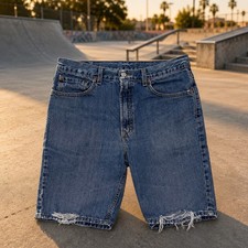 Vintage Levi s 505 Denim Jorts Shorts 34 Waist Made in Mexico Y2K Distressed