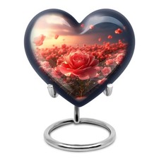 Red Rose Heart Shaped Urn Keepsake 3Inch Mini Urns for Human Ashes Cremation
