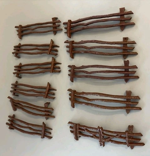 Marx Vintage Brown Split Rail Fence 11pc 6in Corral Farm Ranch Western Playset