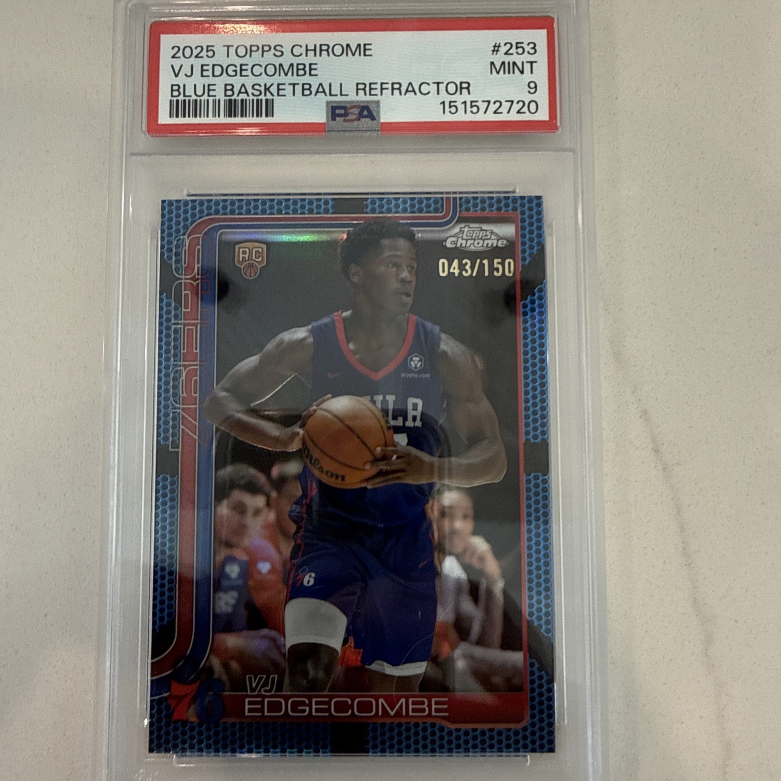 2025-26 Topps Chrome VJ Edgecombe #253 RC Rookie Blue Basketball Refractor /150