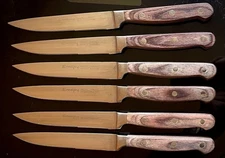 SET OF 6 EMOJOY Partial Serrated Steak Knives X50Cr 15 Stainless Steel Blade