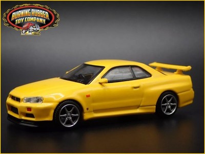 1999-2002 NISSAN SKYLINE GTR R34 VSPEC YELLOW 1:64 SCALE DIECAST MODEL CAR