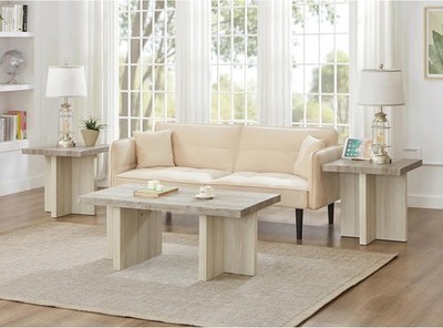 Mchome 3-Piece Coffee Table Set, Coffee Table and Two