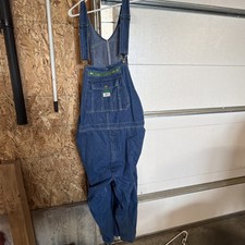 Liberty Mens Blue Denim Bib Overalls Green Accents 48x28 14006SW9 Workwear
