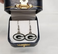 Green Bay Packers Dangle Earrings Enamel G Logo Drop Pendant Football Jewelry