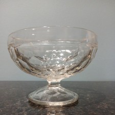 Small Vintage Clear Glass Footed Sundae Ice Cream Dish British Made Stamped 
