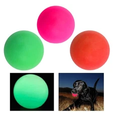 2 X Fetching Pet Balls Glow In The Dark Ball 3.5" Dog Cat Toys Puppy Chase Play