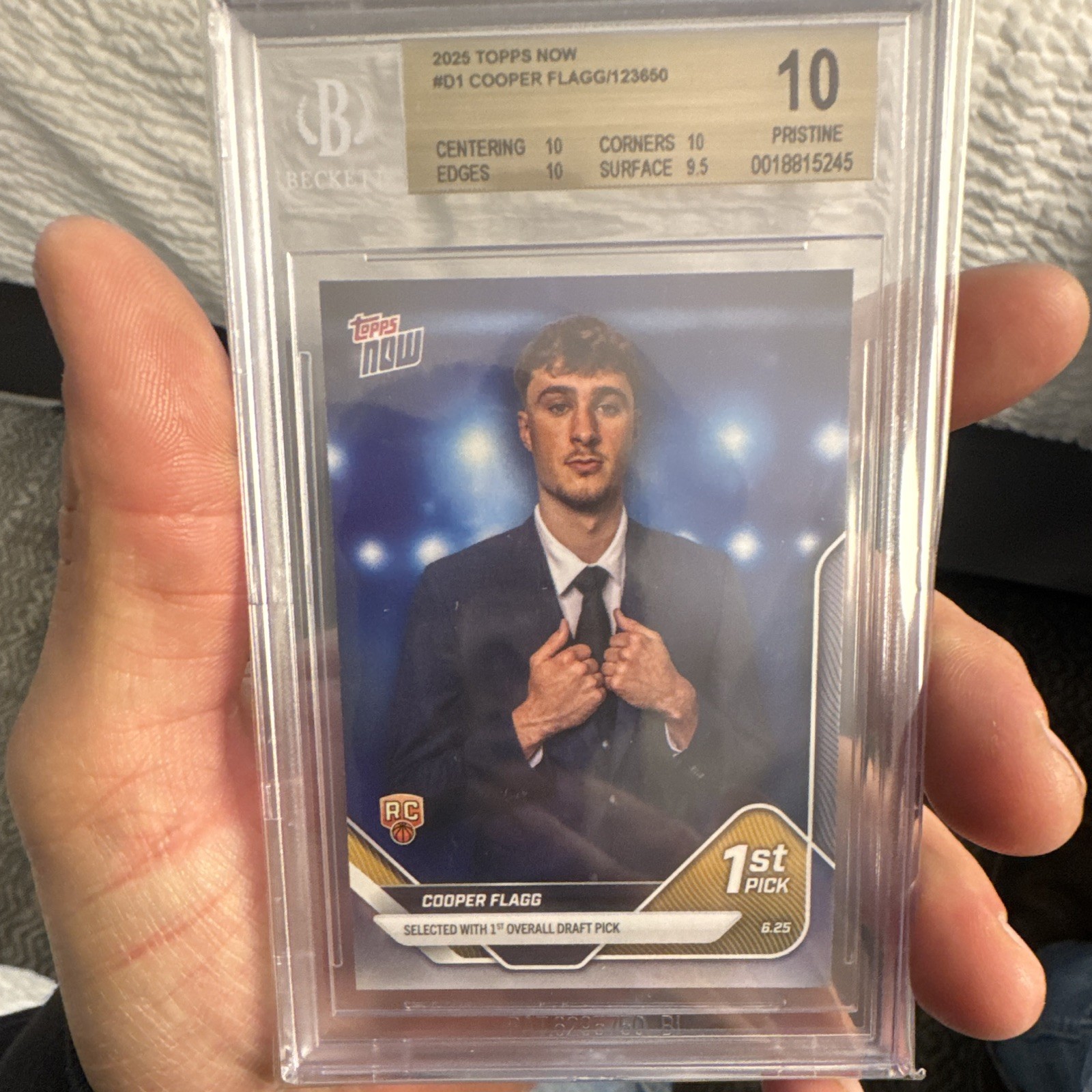 Topps 2025 Now Cooper Flagg #D1 1st Pick RC BGS 10 Pristine SN0018815245