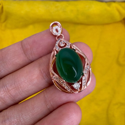 925 Sterling Silver Pendant 14x10mm Green Natural Emerald Gemstone Jewelry Gift - Picture 11 of 12