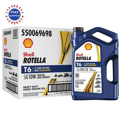 Shell Rotella T6 Full Synthetic 10W-30 Diesel Engine Oil 1 Gallon 3 Pack