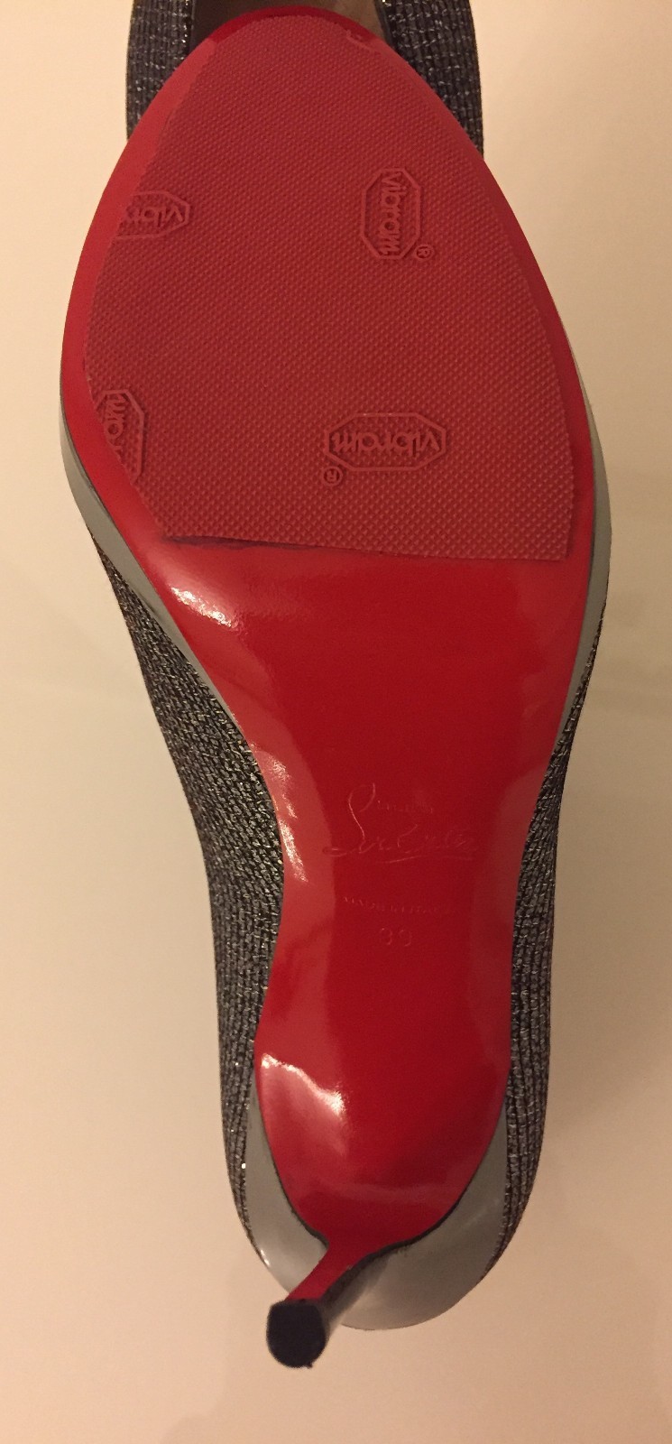 Christian Louboutin Pumps Black  Silver Metallic Leather Size EU39/US 8,5/UK 6,5 image 4