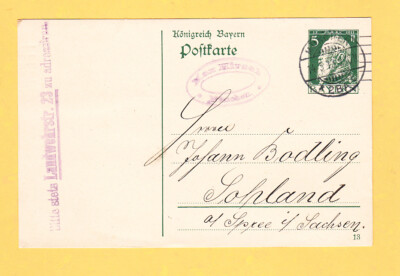 1913 MÜNCHEN ppa. MAX HIRSCH Landwehrstr. 23 - Ganzsache nach Sohland Spree