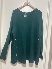 Ellos Women's Plus Size Button Trim Pullover Green Sweater Size 1X New