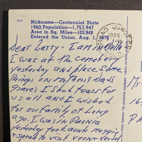 Grüße aus Colorado Karte großer großer Brief Vintage Chrom Postkarte 1965 Post - Bild 3 von 3