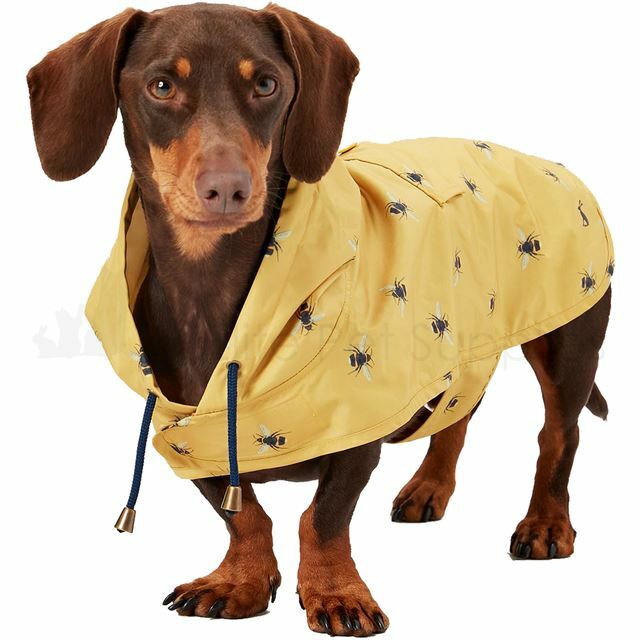 Joules Dog Coat Showerproof Pack away Lightweight Rain Jacket Gold Bee