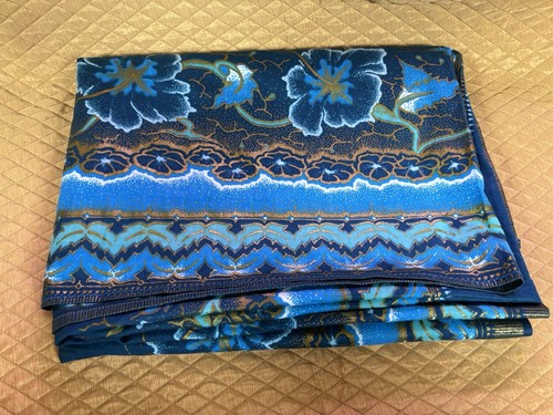 Tablecloth/ Wall Hanging, Blue Silk with Gold And ColoredPrint, 45" X 68" - Picture 7 of 7