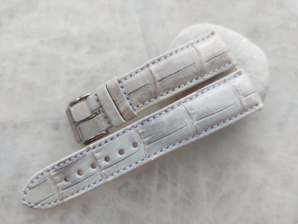 20mm/18mm Offwhite Alligator Crocodile Print Leather Watch Strap